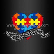Autism Day Rhinestone Transfers Support Love Care
